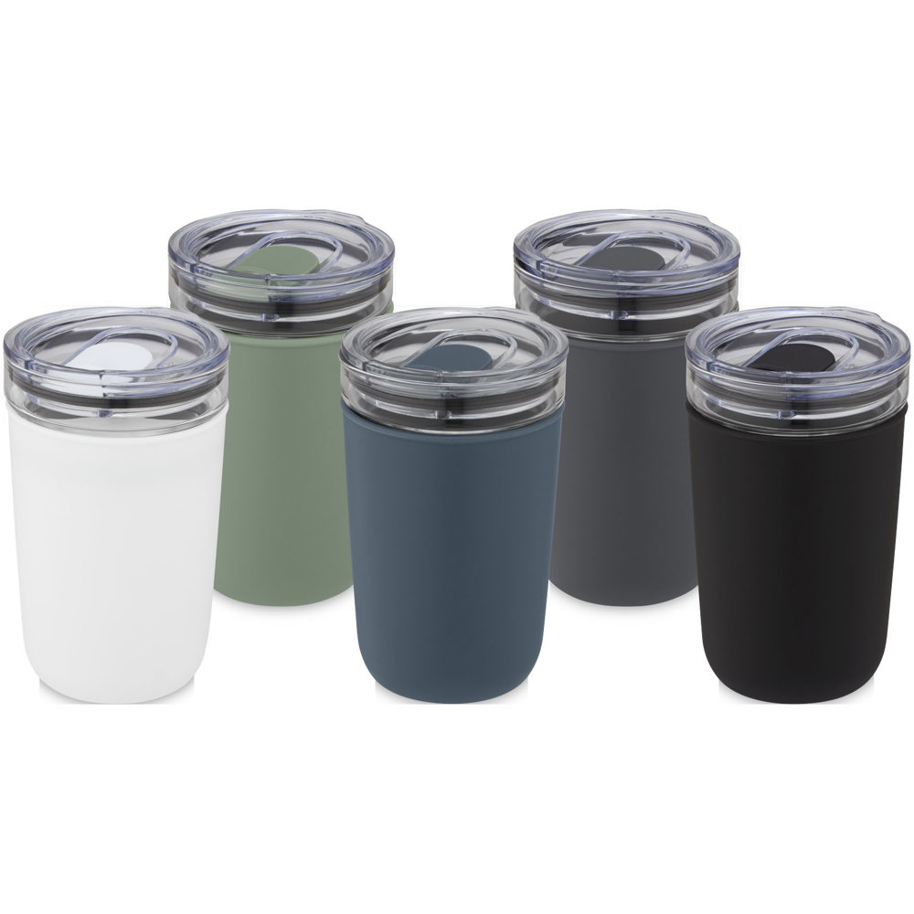 Bello 420 ml glazen beker met buitenwand van gerecycled plastic
