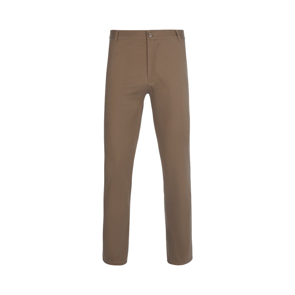 VL VISHNU. Uniseks stretch chinobroek (260g/m²) van katoen (98%) en elastaan (2%) - met logo of onbedrukt - Ecru