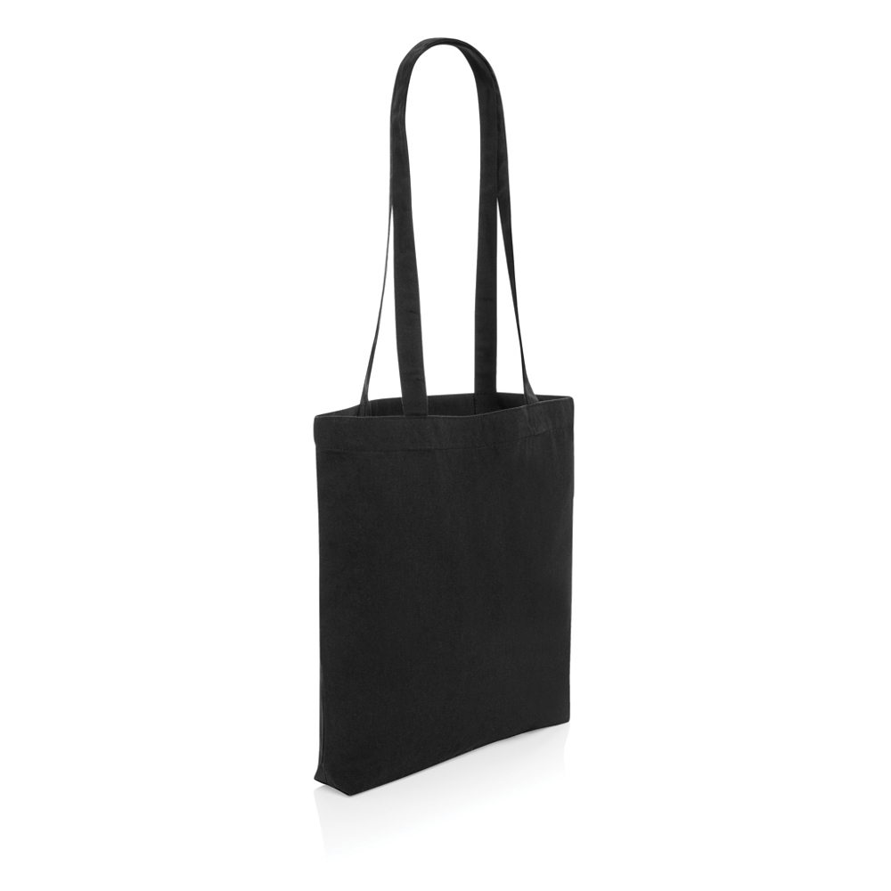 Impact AWARE™ gerecycled katoenen draagtas 330gsm - bedrukt of onbedrukt verkrijgbaar - zwart (± PMS Black)