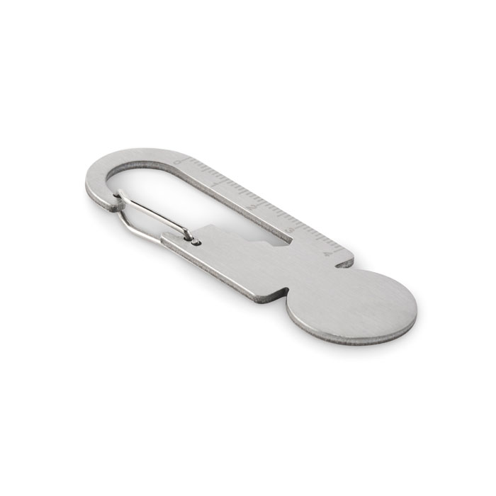 MULTIKEY - Multifunctionele sleutelhanger met - bedrukt of onbedrukt verkrijgbaar - zilver