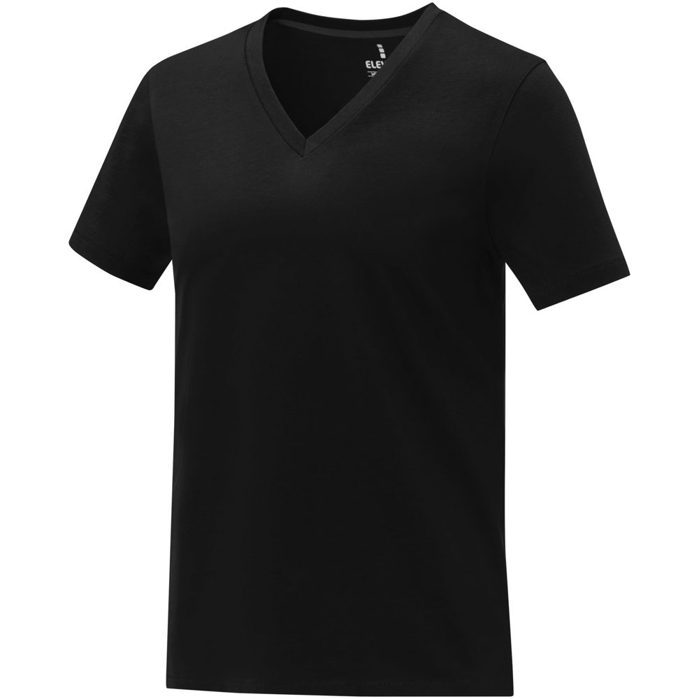 Somoto Dames T-shirt met V-hals en korte mouwen - voor bedrijven en relatiegeschenken - Zwart