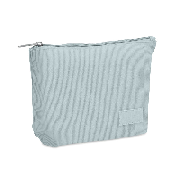CORDY T - Corduroy cosmeticatasje - bedrukt of onbedrukt verkrijgbaar - Babyblauw