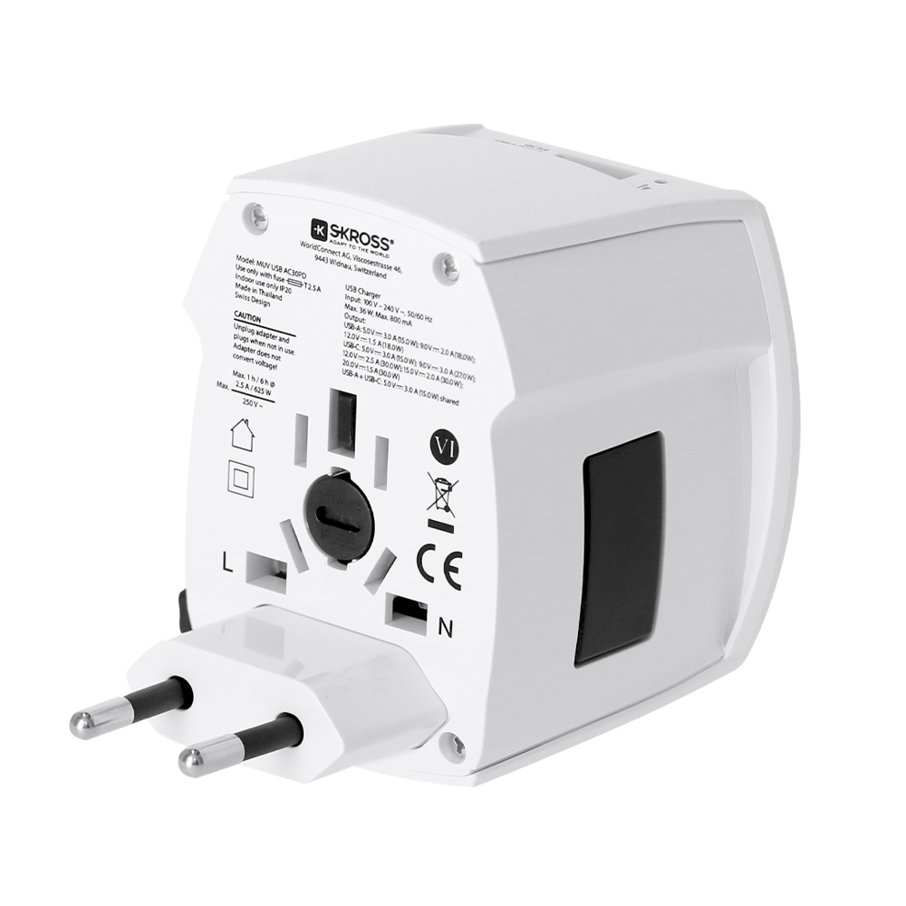 Universele Reis Adapter Skross MUV USB 30W PD