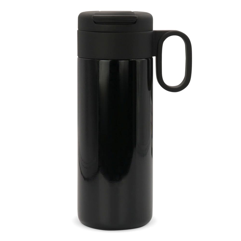 Thermofles Flow met handvat 400ml - met logo of onbedrukt bestellen - Zwart