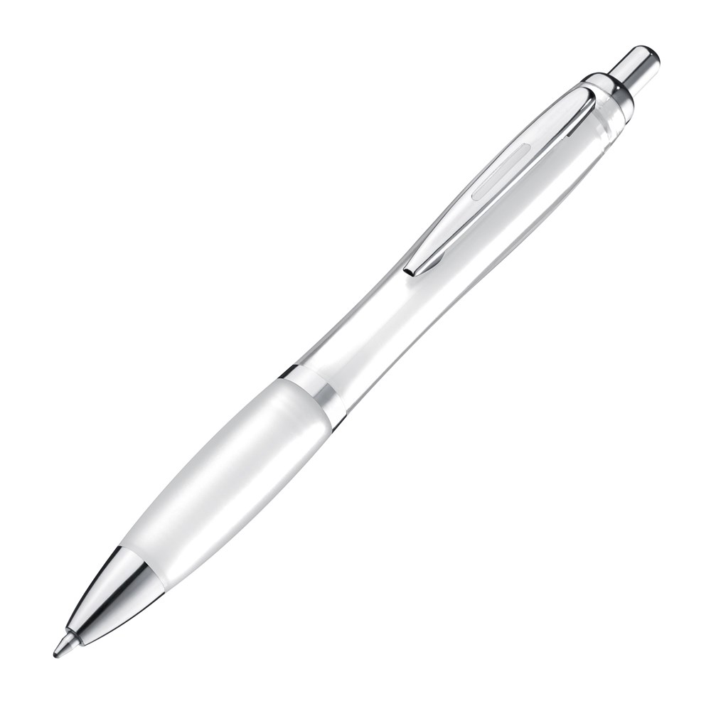 Pen met zilveren metalen clip - voor bedrijven en relatiegeschenken - Wit
