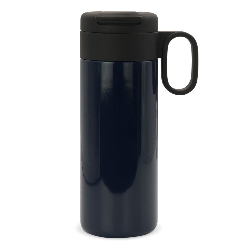 Thermofles Flow met handvat 400ml - met logo of onbedrukt bestellen - Donkerblauw