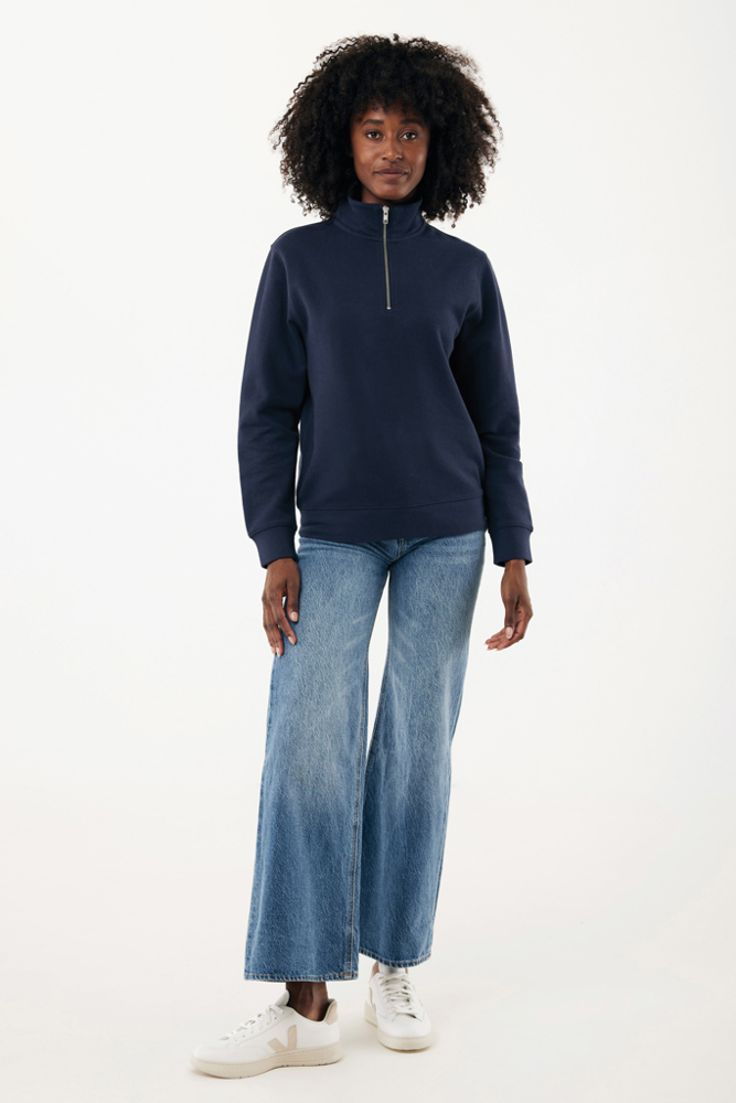 IQONIQ Elgon gerecycled katoen sweater met kwartritssluiting