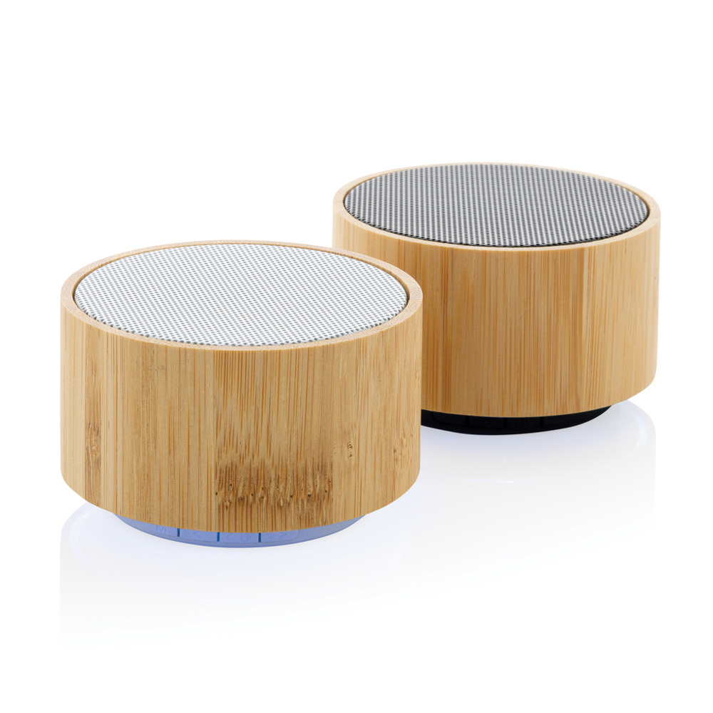 RCS gereycled plastic en bamboe 3W draadloze luidspreker - met logo of onbedrukt bestellen