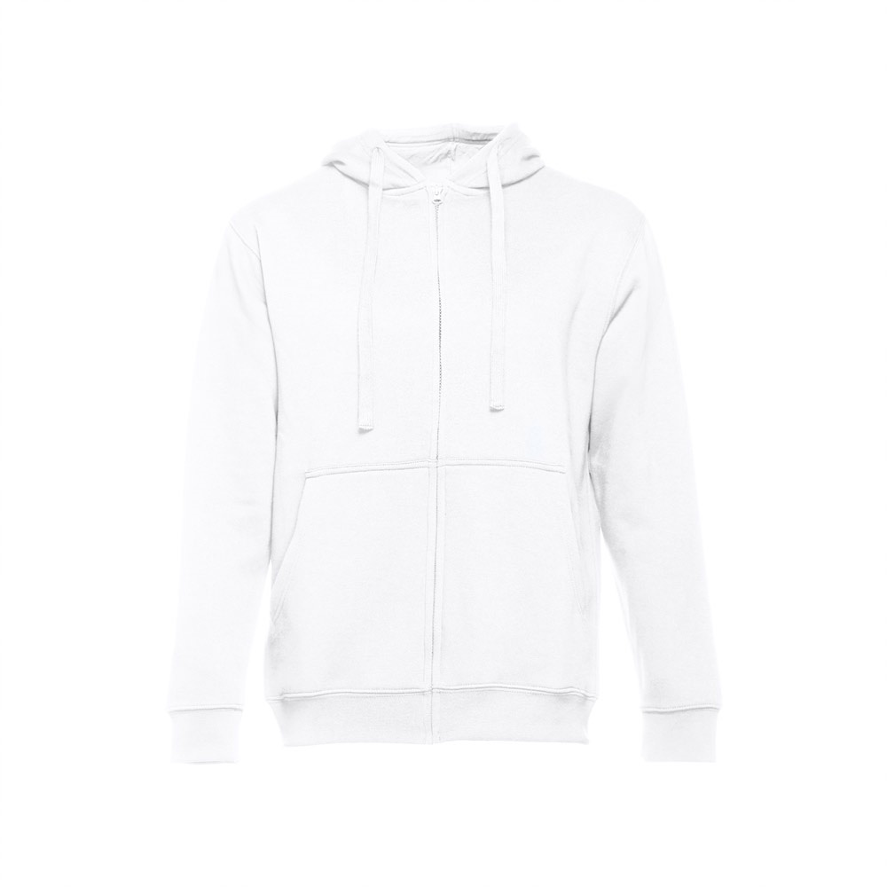 THC AMSTERDAM WH. Herensweatshirt met capuchon en rits - bedrukt of onbedrukt verkrijgbaar - Wit