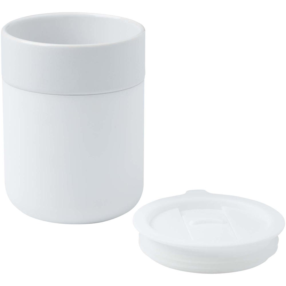 Java 330 ml beker van keramiek met siliconen wikkel en plastic deksel