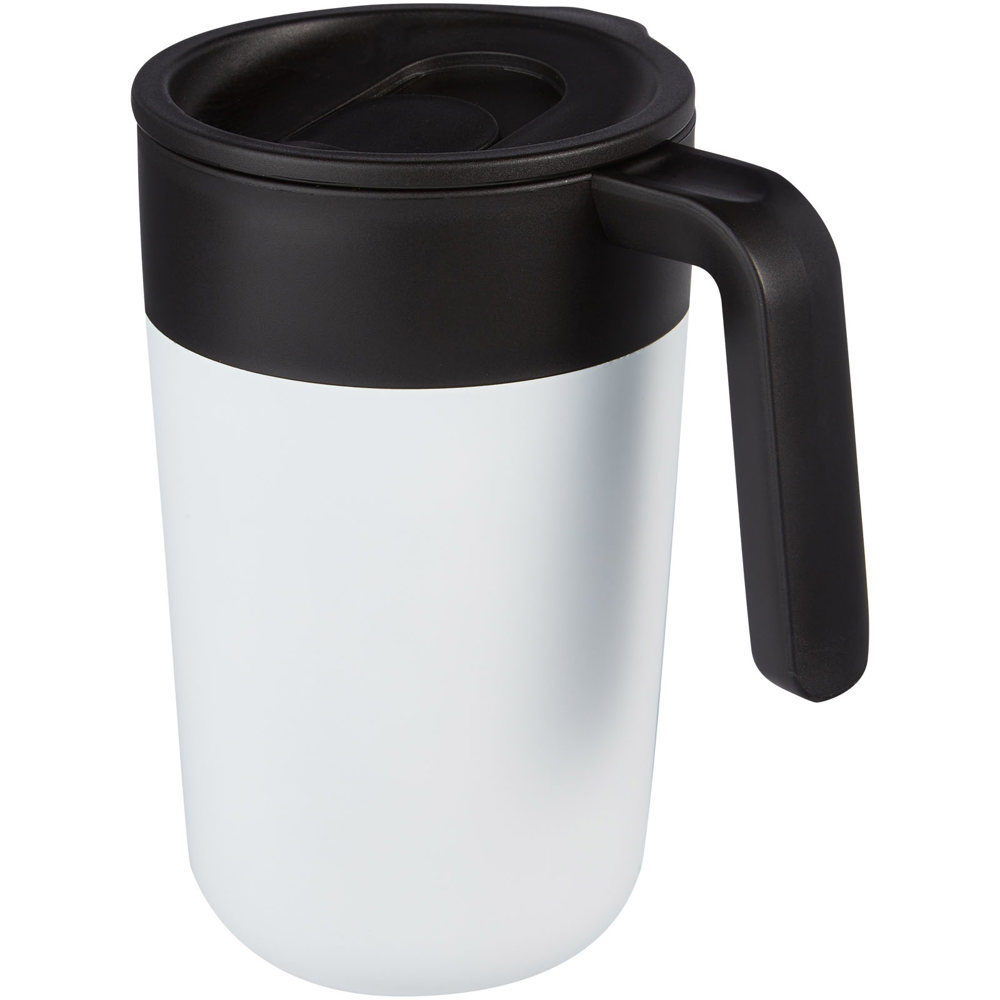 Nordia 400 ml dubbelwandige gerecyclede mok - voor bedrijven en relatiegeschenken - Wit
