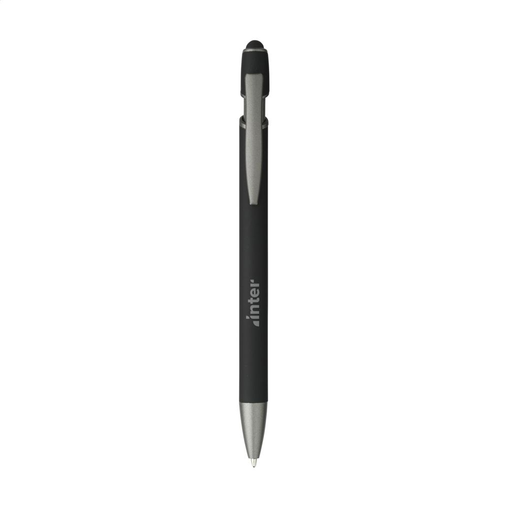 Luca Stylus RCS Recycled Alu SoftTouch Pen - voor bedrijven en relatiegeschenken - Zwart