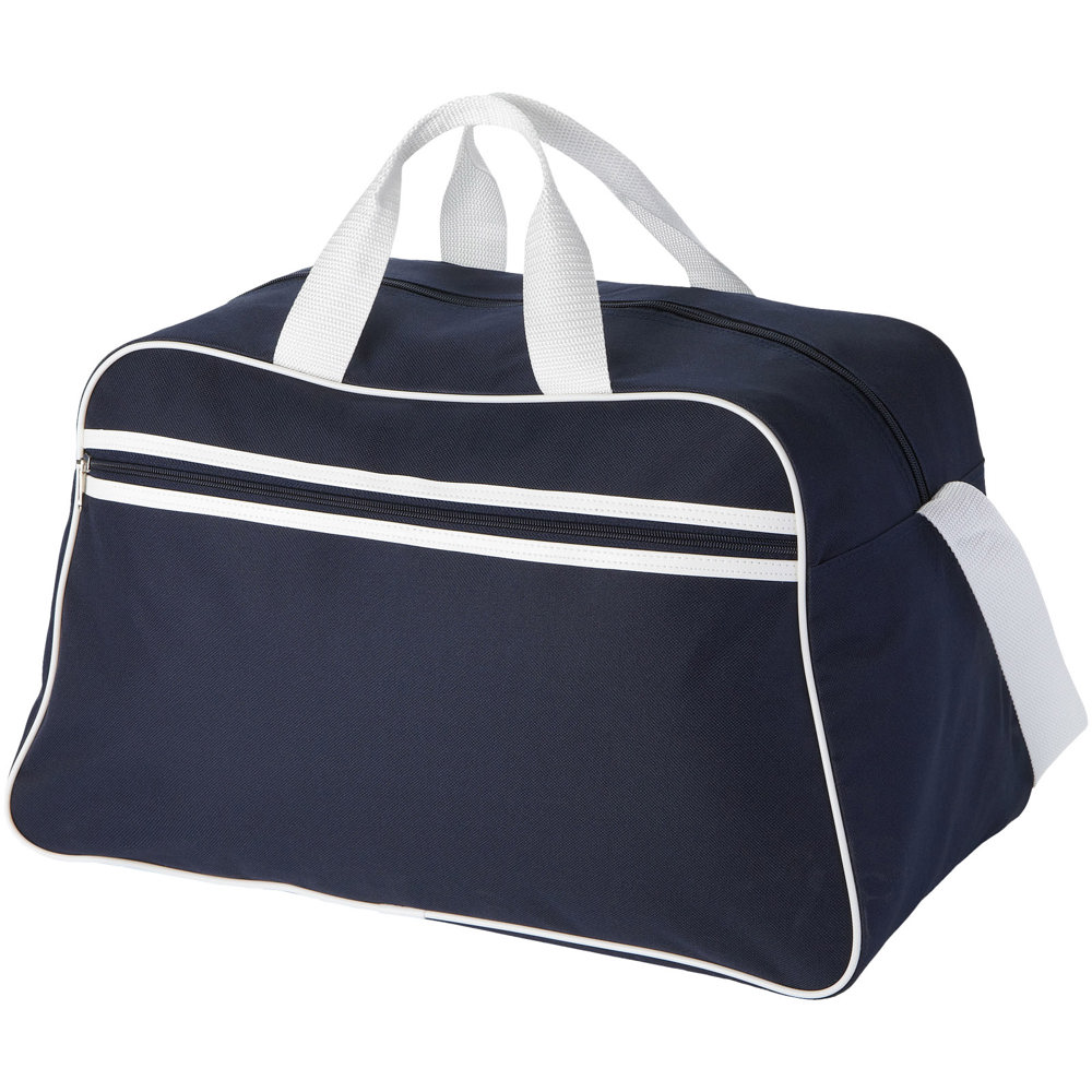 San Jose polyester sporttas 30L - kopen of bedrukken - Marineblauw, Wit