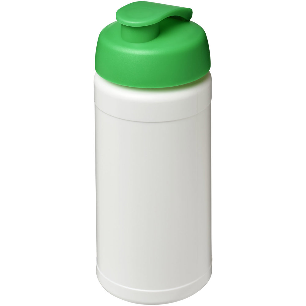 Baseline 500 ml gerecyclede drinkfles met klapdeksel - voor bedrijven en relatiegeschenken - Wit, Groen