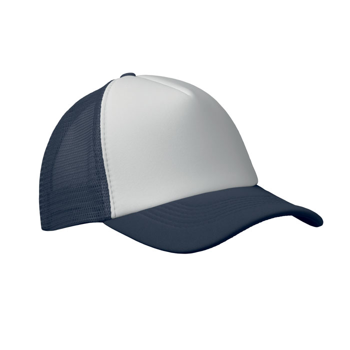 BUBBLE - 5 PANELEN TRUCKER PET - voor bedrijven en relatiegeschenken - wit/donkerblauw
