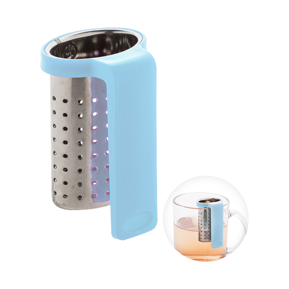 Leaflet - thee infuser - met logo of onbedrukt bestellen - Licht blauw