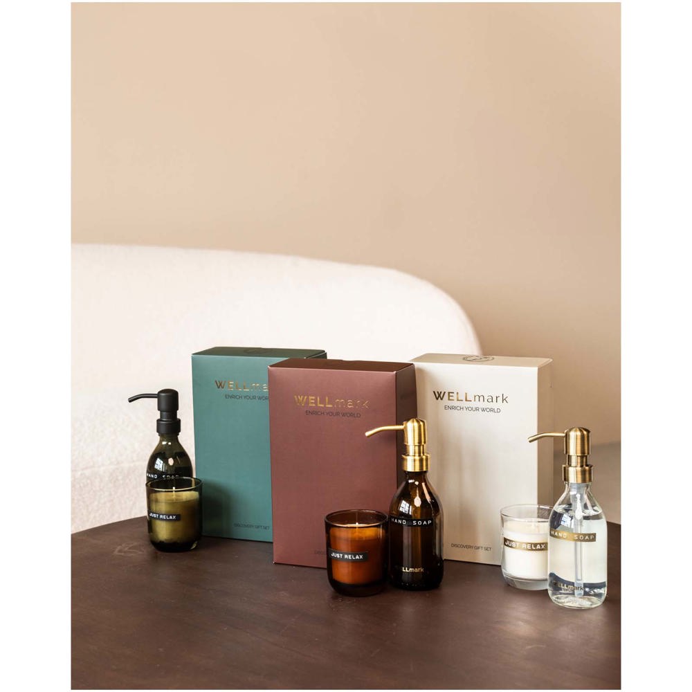 Wellmark Discovery set van 250 ml handzeepdispenser en 150 g geurkaars