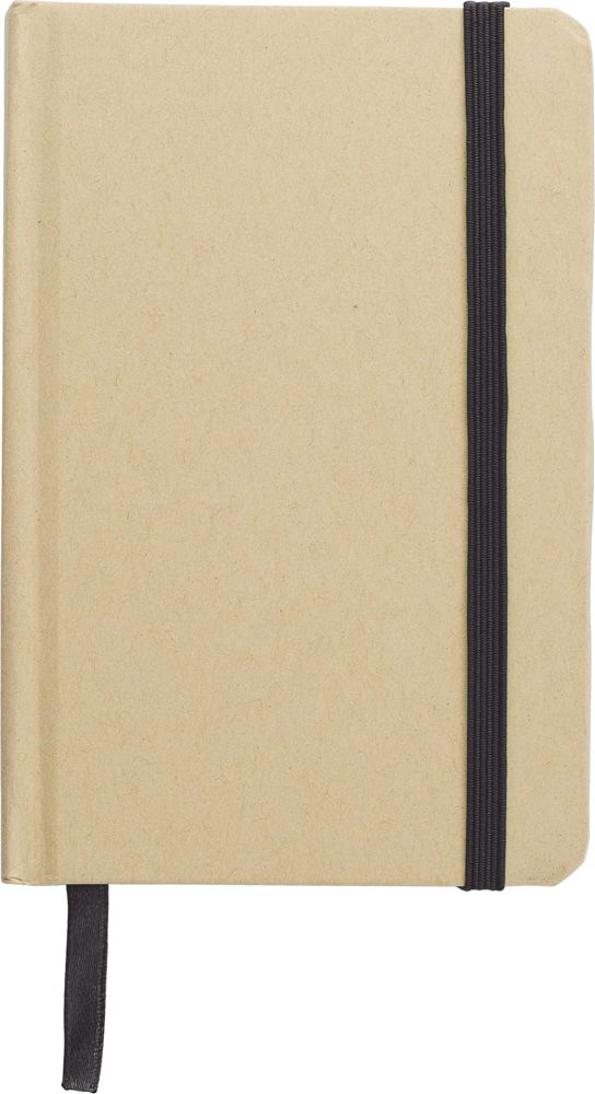 Gerecycled papieren notitieboek (A6) John - met logo of onbedrukt bestellen - Zwart