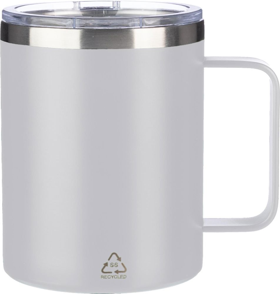 Gerecycled roestvrijstalen dubbelwandige to go mok (300 ml) Renate - bedrukt of onbedrukt verkrijgbaar - Wit