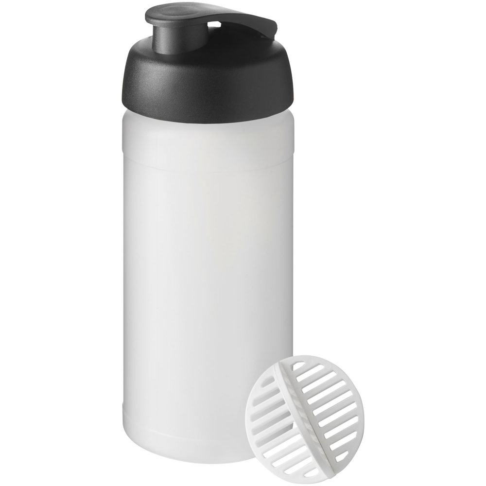 Baseline® Plus 500 ml sportfles met shaker bal - met logo of onbedrukt bestellen - Zwart, Mat helder