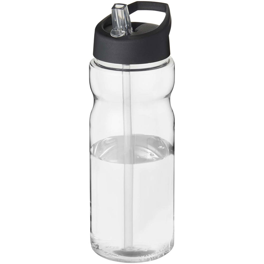 H2O Active® Eco Base 650 ml sportfles met tuitdeksel - bedrukt of onbedrukt verkrijgbaar - Transparent, Zwart