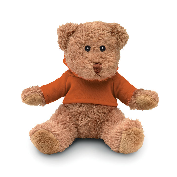 JOHNNY - Teddybeer met sweatshirt - voor bedrijven en relatiegeschenken - Oranje