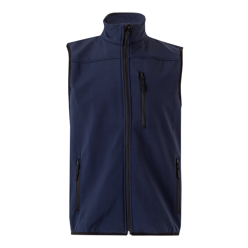 VL VARUNA. Softshell vest (280g/m²), met polaire voering, van polyester (94%) en elastaan (6%) - bedrukt of - Marineblauw