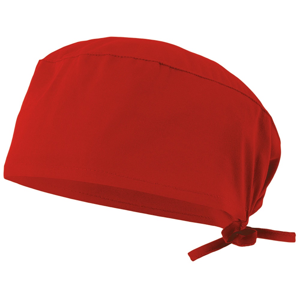 VL ENLIL. Sanitaire keperstof muts (190g/m²), van katoen (35%) en polyester (65%) - met logo of onbedrukt - rood