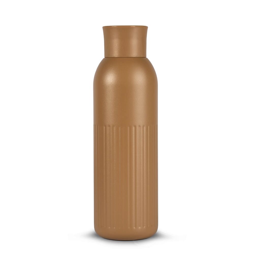 Sagaform Tekla Push stalen fles met druk dop gerecycled) 500 ml - bedrukt of onbedrukt verkrijgbaar - Bruin