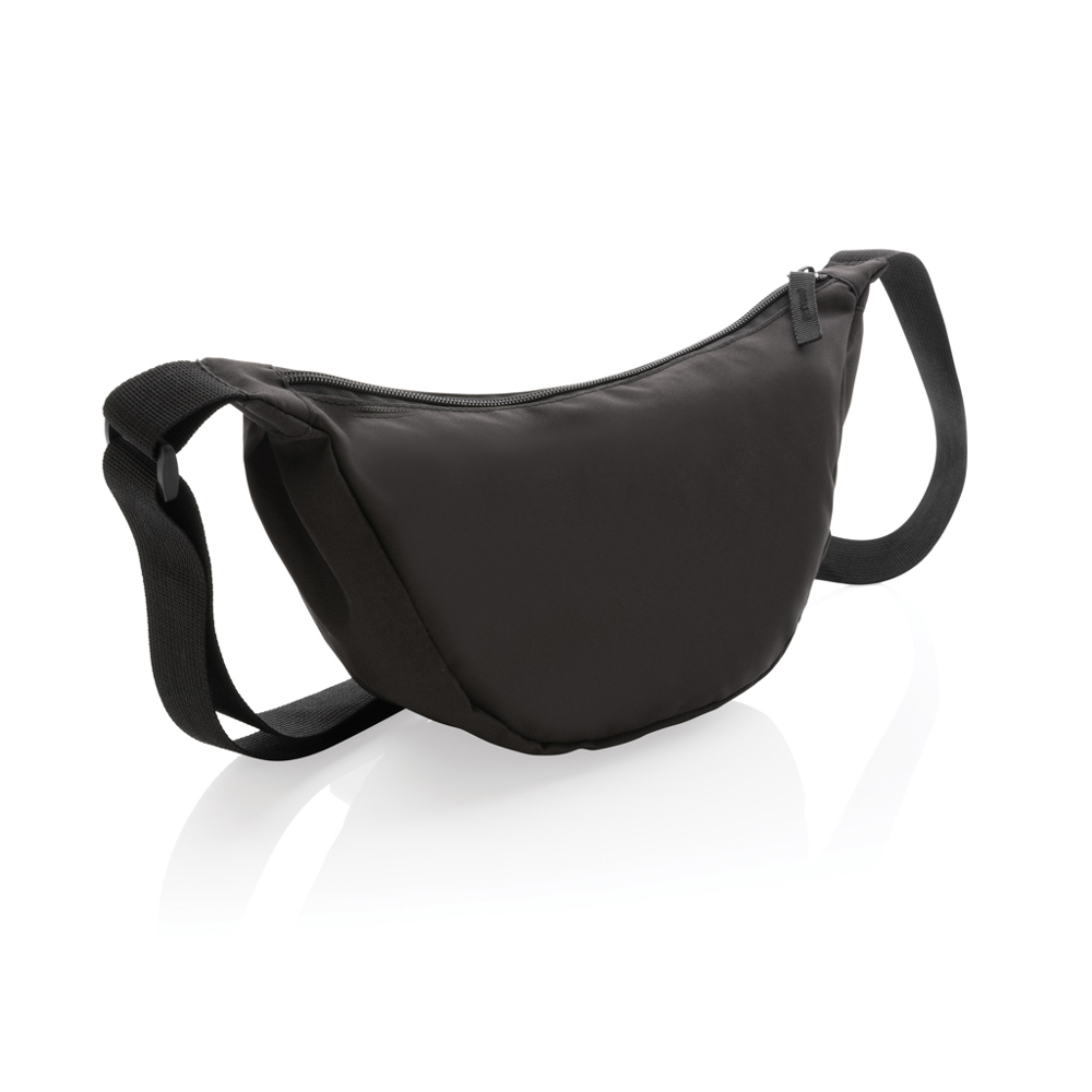 Crescent AWARE™ RPET halve maan sling bag - voor bedrijven en relatiegeschenken - zwart (± PMS Black)