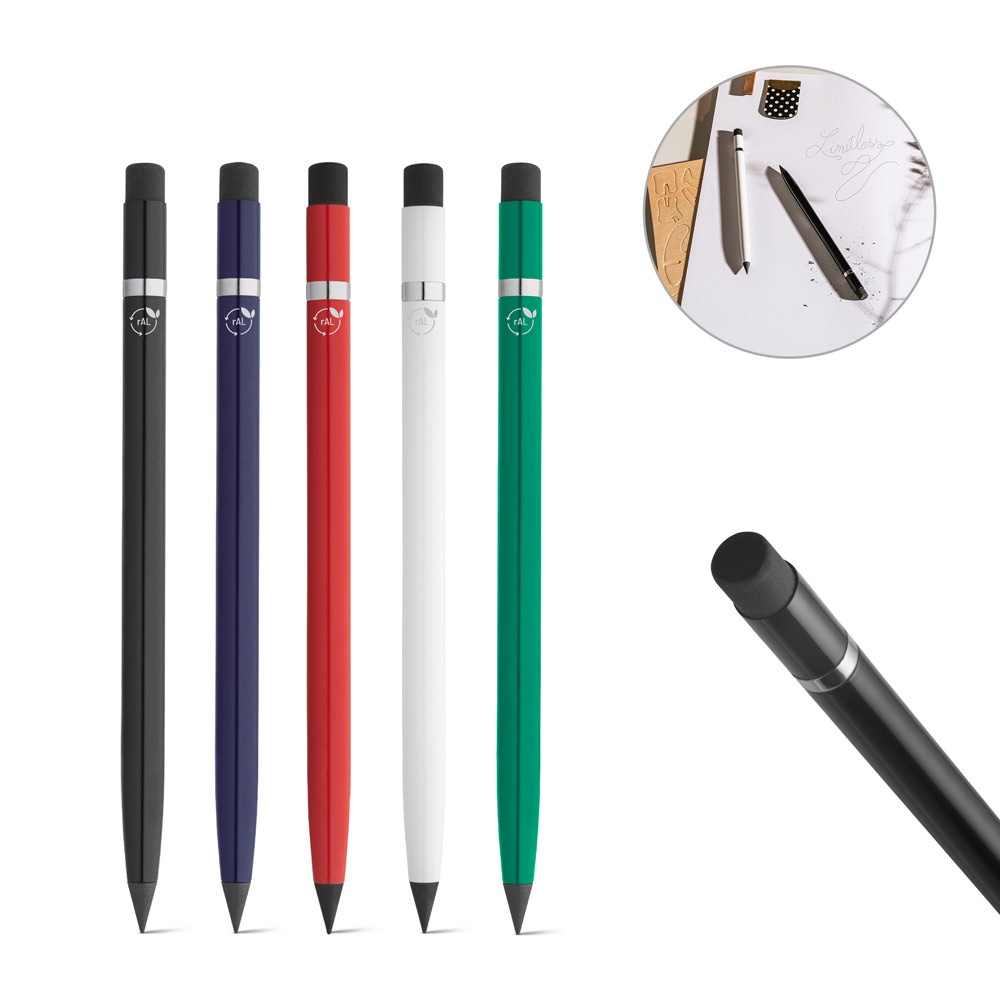 LIMITLESS. Inktloze pen van gerecycled aluminium behuizing (100% rAL) - bedrukt of onbedrukt verkrijgbaar