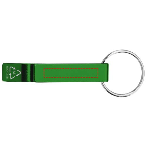 Tao fles- en blikopener van RCS gerecycled aluminium met sleutelhanger