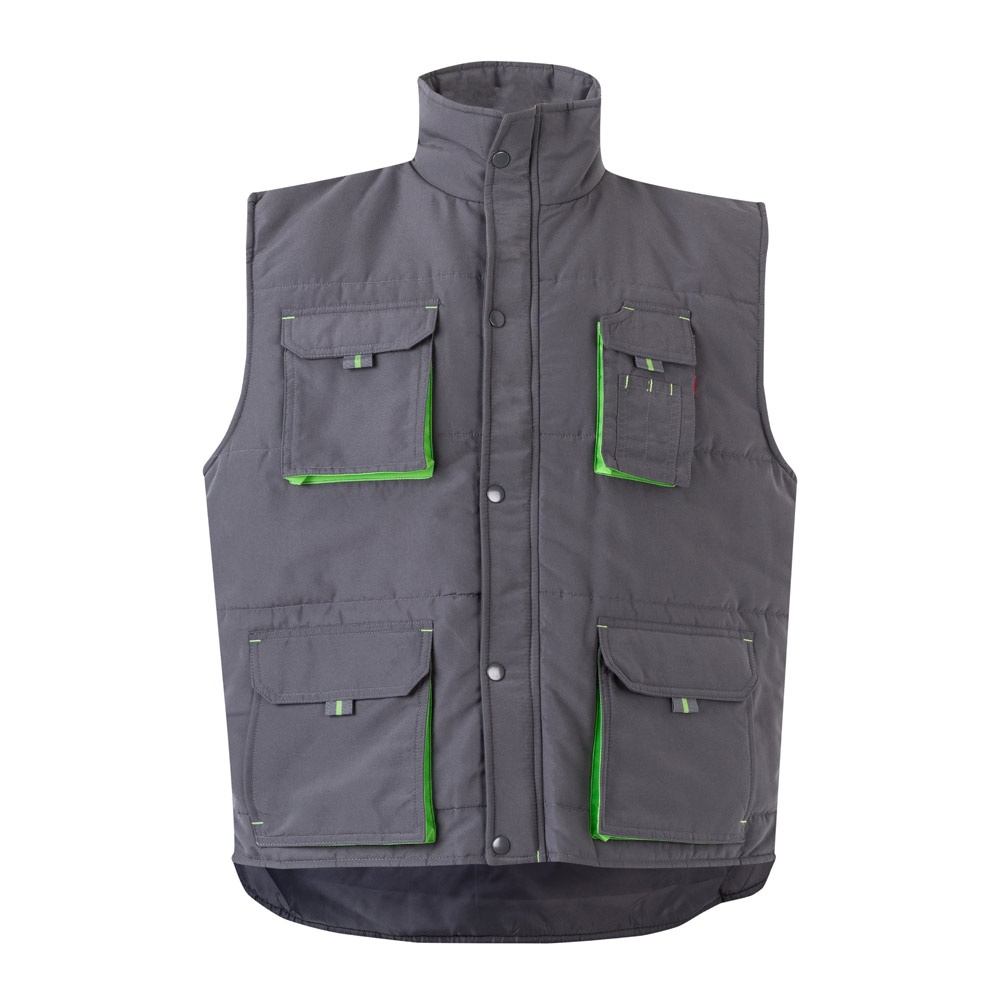 VL NERGAL. Gewatteerd vest, tweekleurig, met meerdere zakken (120g/m²), van polyester (100%) - kopen of - grijs, groen