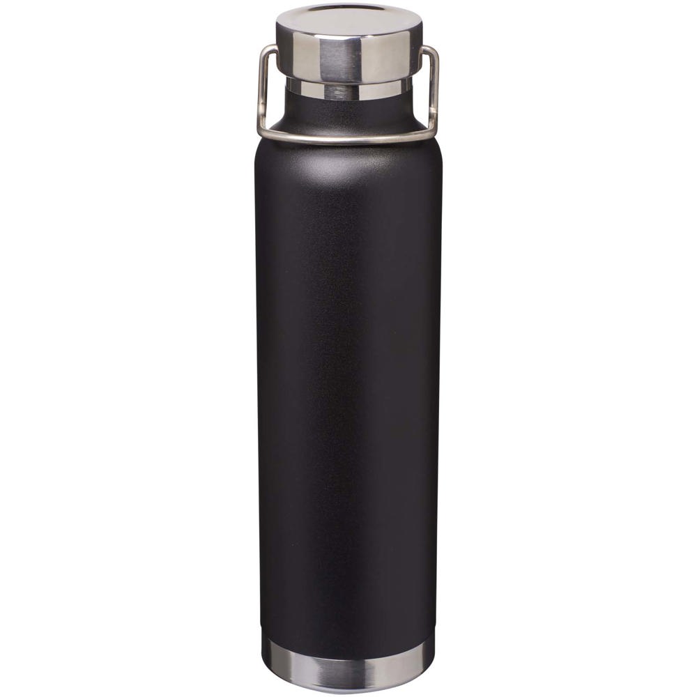 Thor 650 ml RCS gecertificeerde gerecyclede roestvrijstalen koperen vacuüm geïsoleerde waterfles - voor - Zwart