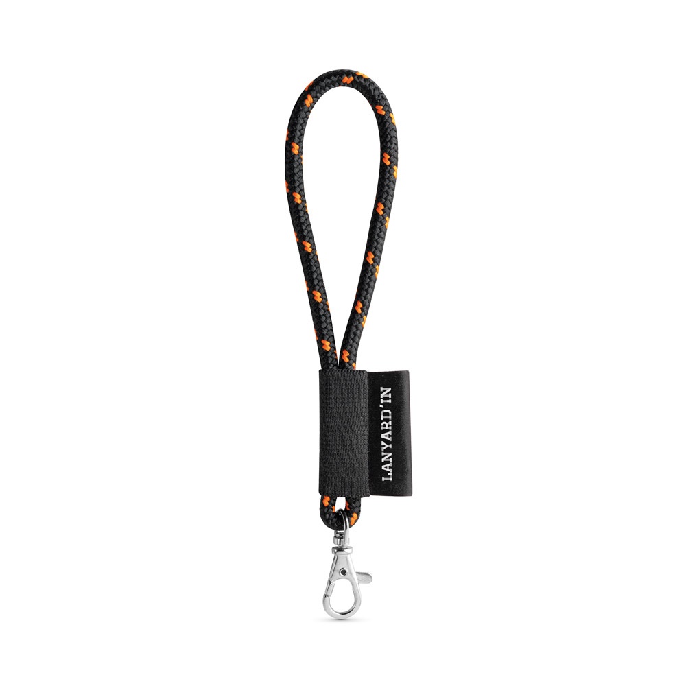 75092. Lanyard Nautic Short Set. Standaard modellen - met logo of onbedrukt bestellen - Zwart, Oranje