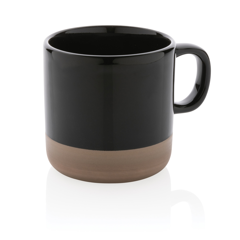 Geglazuurde keramische mok 360 ml - voor bedrijven en relatiegeschenken - zwart (± PMS Black)