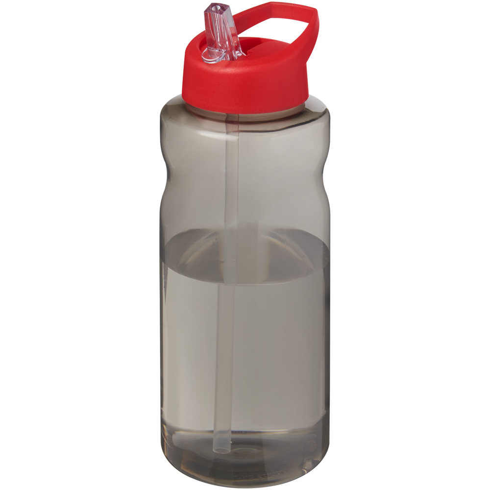 H2O Active® Eco Big Base 1 l drinkfles met tuitdeksel - bedrukt of onbedrukt verkrijgbaar - Houtskool, Rood