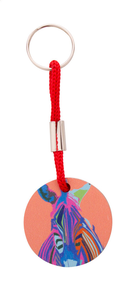 Woody Plus A - custom made sleutelhanger - met logo of onbedrukt bestellen - rood/natuurlijk