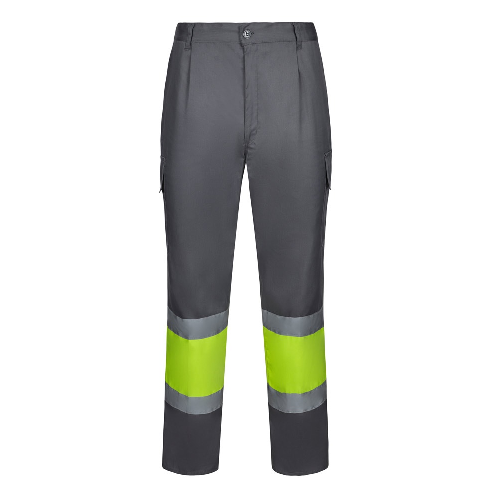 VL ARTEMIS. Tweekleurige broek van keperstof (190g/m²), katoen (20%) en polyester (80%) - met logo of - Grijs, Geel