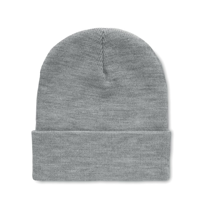 POLO RPET - RPET Beanie met omslag - voor bedrijven en relatiegeschenken - wit/grijs