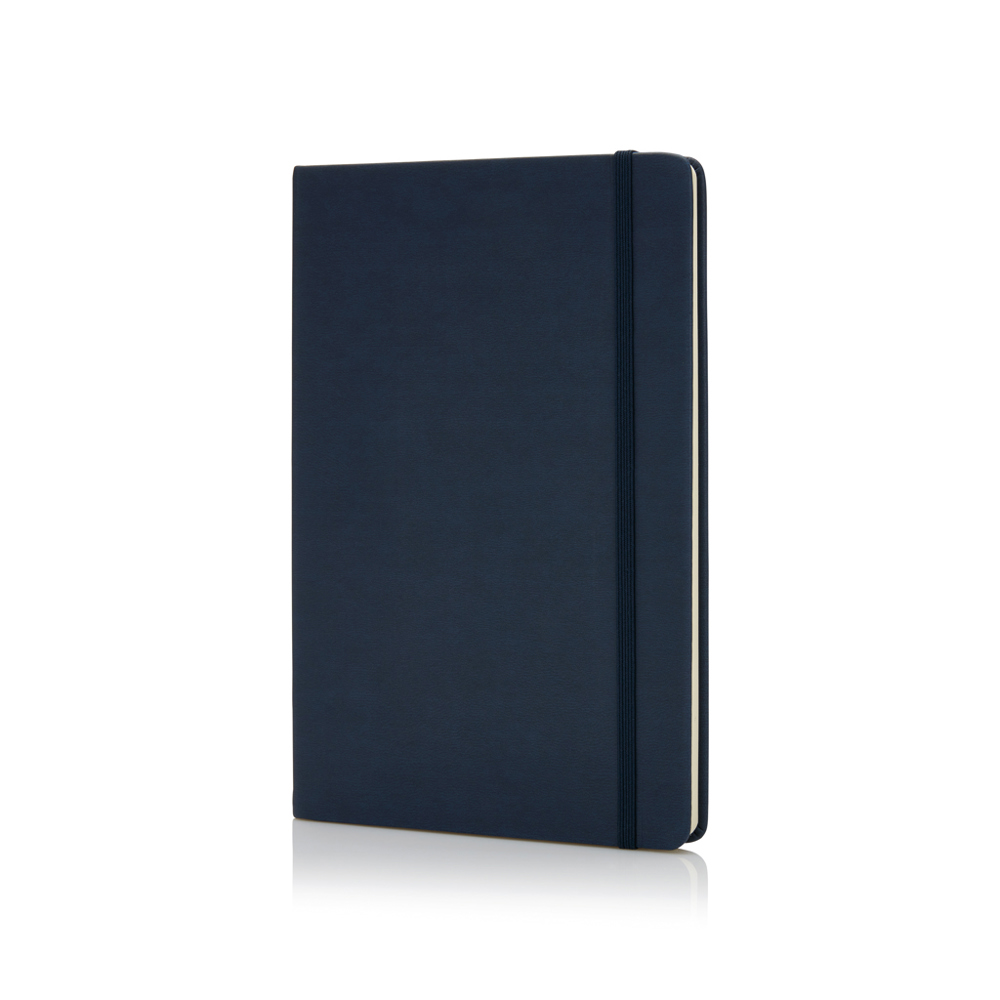 Deluxe hardcover PU A5 notitieboek - voor bedrijven en relatiegeschenken - donkerblauw (± PMS 289)
