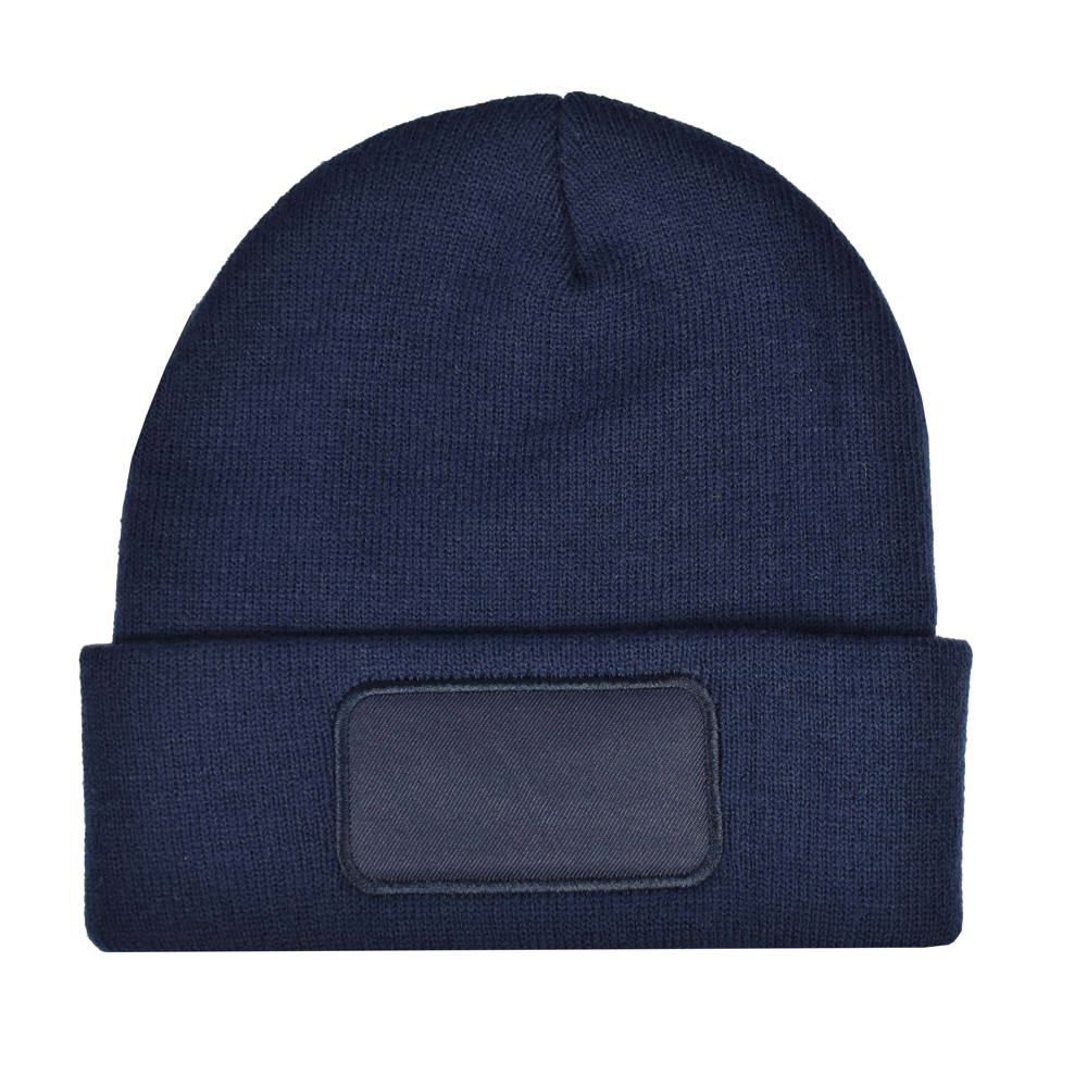 Gebreide muts met label - kopen of bedrukken - Navy (PMS 533c) / Navy