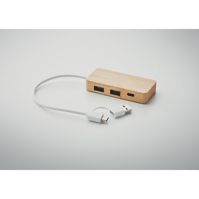 HUBBAM - Bamboe USB hub 3 poorten