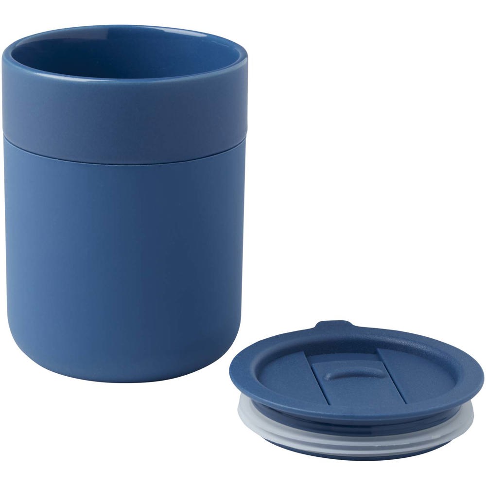 Java 330 ml beker van keramiek met siliconen wikkel en plastic deksel