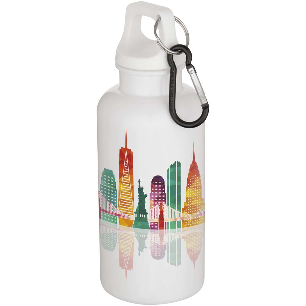 Oregon 400 ml effen waterfles van RCS gecertificeerd gerecycled plastic met karabijnhaak 