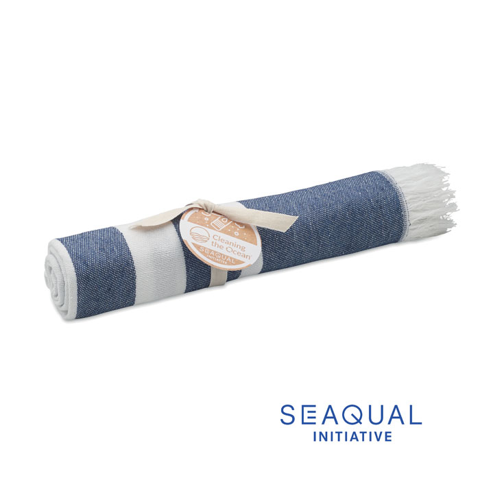 WAVE - SEAQUAL® hamamdoek 100x170 - met logo of onbedrukt bestellen - blauw