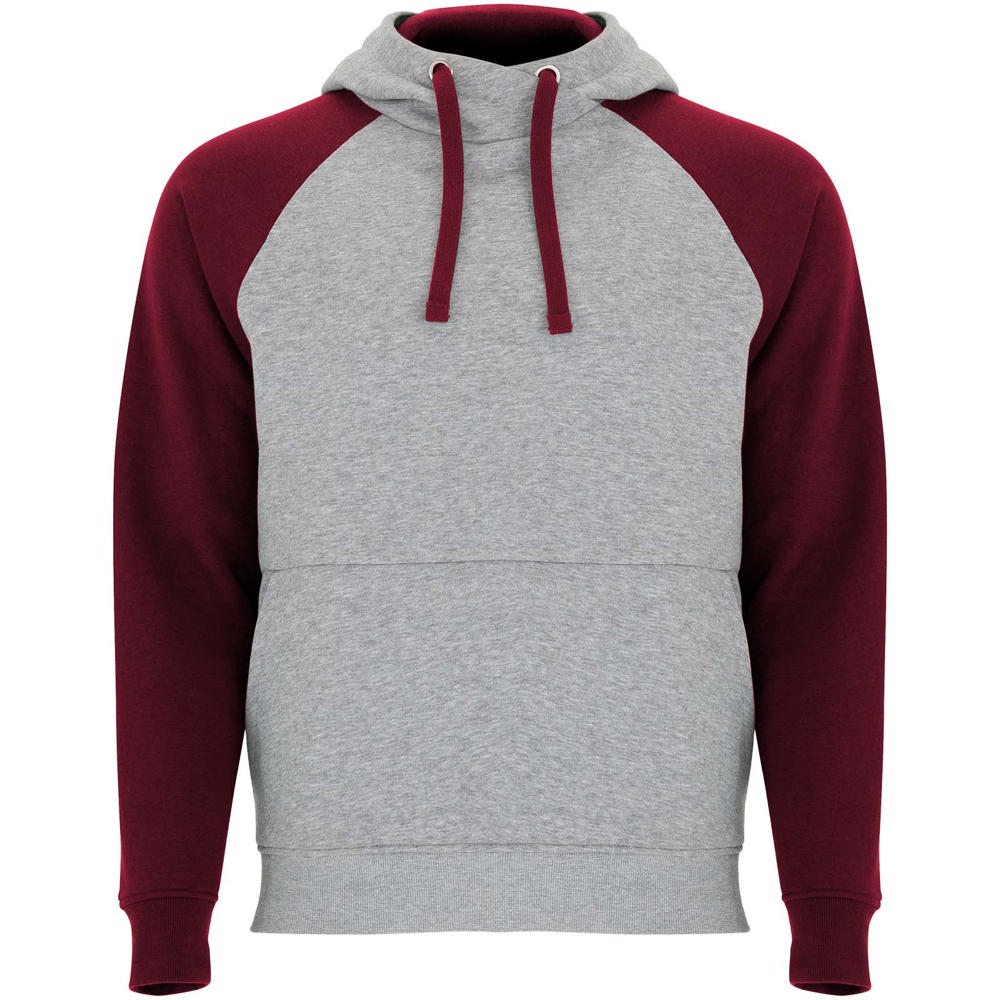 Badet unisex tweekleurige hoodie - met logo of onbedrukt bestellen - Gemêleerd grijs, Granaat
