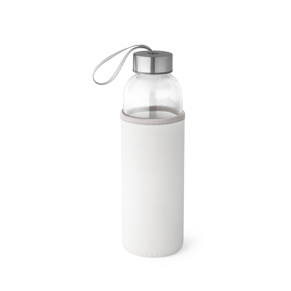 RAISE. Sportfles glas en roestvrij staal 520 mL - voor bedrijven en relatiegeschenken - Wit