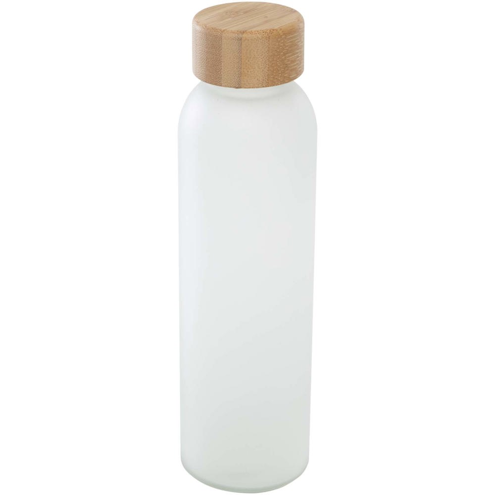Lume 500 ml fles van mat natronkalkglas met bamboe deksel - met logo of onbedrukt bestellen