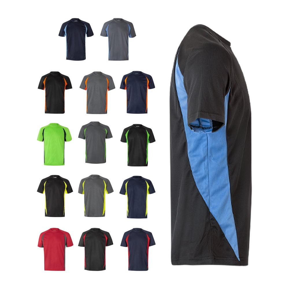 VL SLAYER. Tweekleurig technisch T-shirt met vogeloogjes (160g/m²) van polyester (100%) - bedrukt of onbedrukt